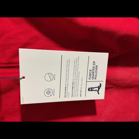 Lands' End Red Fleece Quarter Zip Pullover - 3X, Anti-Static & Anti-Pill 3X - Picture 4 of 8